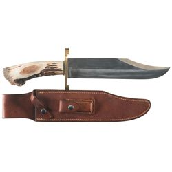Randall Model 12-11 Smithsonian Bowie Knife with Stag Handle and Sheath