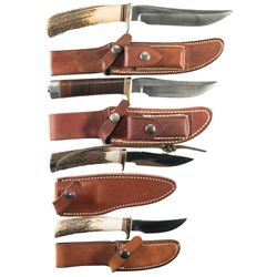 Four Randall Made Outdoorsman Knives with Sheaths