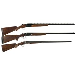 Three Double Barrel Hammerless Shotguns -A) J. Saive 10 Gauge Shotgun