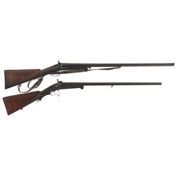 Collector's Lot of Two Engraved European Damascus Barreled Hammer Shotguns -A) Gold Inlaid "G. L. RA