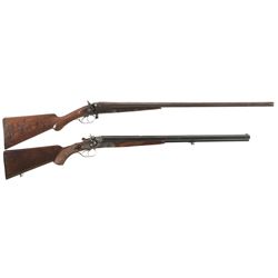 Collector's Lot of Two Hammer Long Guns -A) Parker Brothers Underlifter Side by Side Shotgun