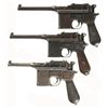 Image 1 : Three Mauser Small Ring Broomhandle Semi-Automatic Pistols -A) Mauser Broomhandle Pistol