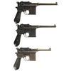 Image 2 : Three Mauser Small Ring Broomhandle Semi-Automatic Pistols -A) Mauser Broomhandle Pistol