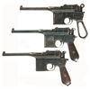 Image 1 : Three Mauser Broomhandle Semi-Automatic Pistols -A) Mauser Large Ring Broomhandle Pistol