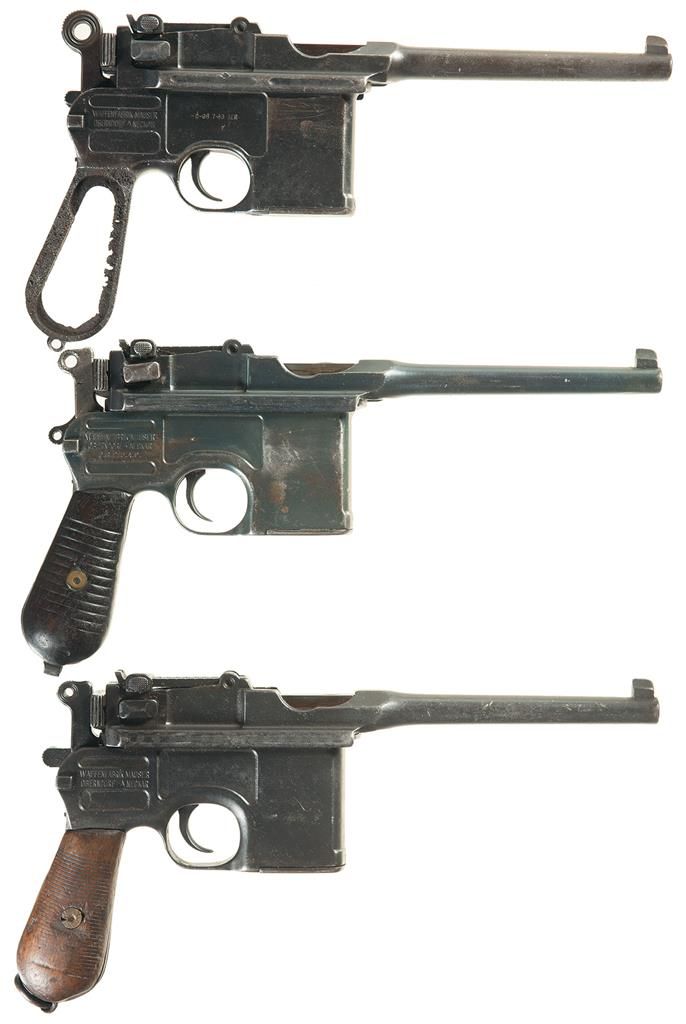 Three Mauser Broomhandle SemiAutomatic Pistols A) Mauser Large Ring