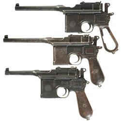 Three Mauser Semi-Automatic Pistols -A) Frame and Barrel Assembly For a Mauser Model 1896 Broomhandl
