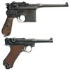 Image 2 : Collector's Lot of Two German Semi-Automatic Pistols -A) Mauser Red 9 Broomhandle Pistol