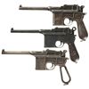 Image 1 : Three Mauser Broomhandle Semi-Automatic Pistols -A) Mauser Small Ring Broomhandle Pistol