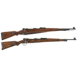 Two Nazi Model 98 Bolt Action Rifles with Slings -A) "bcd" Code 45 Dated Model 98 Rifle