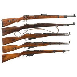 Five European Military Bolt Action Rifles -A) "dou/44" Code Mauser Rifle