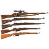 Image 1 : Five Military Bolt Action Rifles -A) Mosin Nagant Model 91/30 Sniper Rifle with Scope