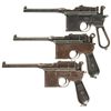 Image 1 : Three Mauser Broomhandle Semi-Automatic Pistols -A) Mauser Small Ring Broomhandle Pistol
