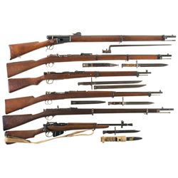 Five Bolt Action Rifles and One Carbine -A) Bern Vetterli M78 Rifle with Bayonet