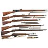 Image 1 : Five Bolt Action Rifles and One Carbine -A) Bern Vetterli M78 Rifle with Bayonet