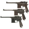 Image 1 : Three Mauser Small Ring Broomhandle Semi-Automatic Pistols -A) Mauser Broomhandle Pistol
