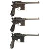 Image 2 : Three Mauser Small Ring Broomhandle Semi-Automatic Pistols -A) Mauser Broomhandle Pistol