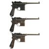 Image 2 : Three Mauser Small Ring Broomhandle Semi-Automatic Pistols -A) Mauser Broomhandle Pistol