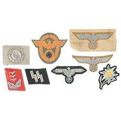 Assorted Nazi Style Cloth Patches with a Belt Buckle
