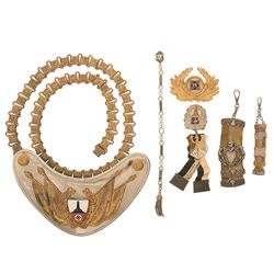 Grouping of Silver Items and German Style Veteran Organization Wardrobe Accessories