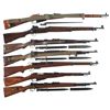 Image 1 : Seven Military Bolt Action Long Guns -A) Mosin Nagant Model 1891 Rifle with Bayonet