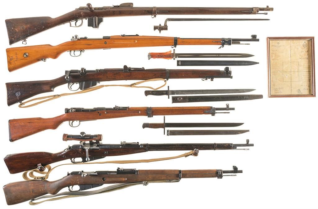 Six Military Bolt Action Rifles -A) Dutch P. Stevens Beaumont Rifle ...