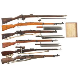 Six Military Bolt Action Rifles -A) Dutch P. Stevens Beaumont Rifle with Bayonet