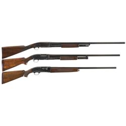 Three Single Barrel Shotguns -A) Remington Model 10 Slide Action Shotgun