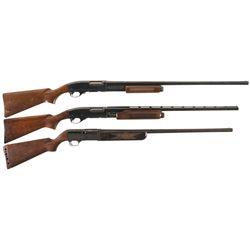 Three Single Barrel Shotguns -A) Remington Model 870 Wingmaster Slide Action Shotgun