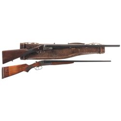 Collector's Lot of Two Side by Side Hammerless Shotguns -A) Unmarked 16 Gauge Belgian Shotgun with M