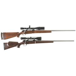 Collector's Lot of Two Custom Mauser Bolt Action Rifles with Scopes -A) Nazi Proofed Broad Creek Rif