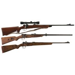 Three Bolt Action Rifles -A) Johnson Automatic Custom Mauser 98k Rifle with Scope