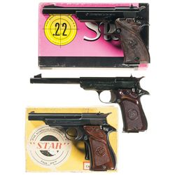 Three Star Semi-Automatic Pistols -A) Star Model FR Sport Pistol with Barrel Weight and Box