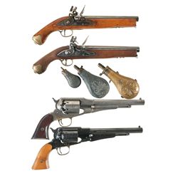 Four Hand Guns -A) Reproduction Tower Marked Flintlock Pistol