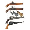 Image 1 : Four Hand Guns -A) Reproduction Tower Marked Flintlock Pistol