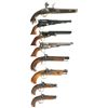 Image 1 : Eight Hand Guns -A) Unmarked Flintlock Pistol