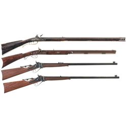 Four Reproduction Rifles -A) "W. Estes" Flintlock Kentucky-Style Rifle