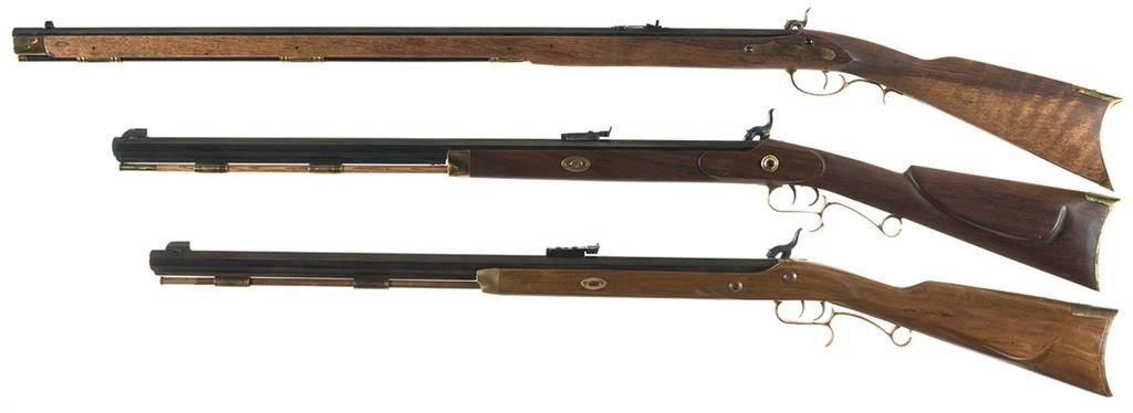 Three Reproduction Percussion Rifles -A) Italian Full Stock Kentucky Rifle