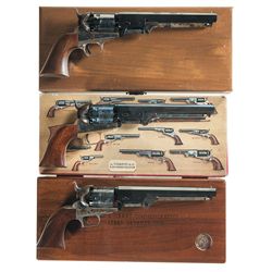 Three Cased Reproduction Percussion Revolvers -A) US Fire Arms Manufacturing Co. 1851 Navy Revolver
