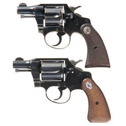 Two Colt Double Action Revolvers -A) Colt Bankers Special Revolver with Inscribed Backstrap