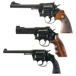 Three Double Action Revolvers -A) Colt Officer's Model Match Revolver