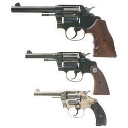 Collector's Lot of Three Colt Double Action Revolvers -A) Colt New Service Revolver with British Pro