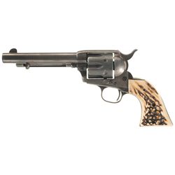Antique First Generation Colt Frontier Six Shooter Single Action Army Revolver with Stag Grips and F