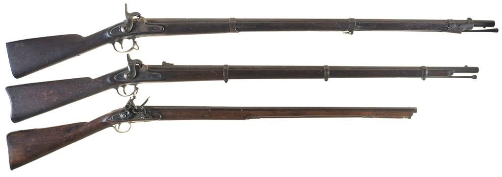 Two U.S. Percussion Muskets and a Flintlock Fowling Piece -A) U.S ...