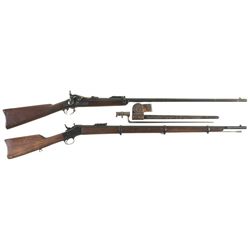 Two Rifles -A) Springfield Model 1884 Trapdoor Sporting Rifle with Bayonet