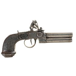 Belgian Four Barreled Flintlock Pistol