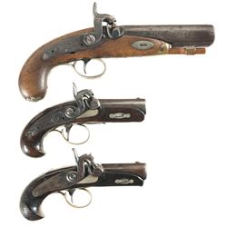 Three Single Shot Percussion Hand Guns -A) Engraved Wurfflein Pocket Pistol