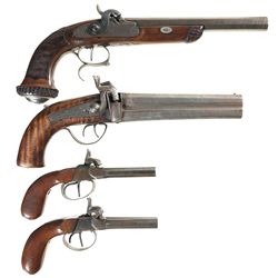 Four Percussion Pistols -A) Unmarked Single Shot Target Pistol