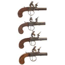 Collector's Lot of Four British Flintlock Pistols -A) Barber London Pistol