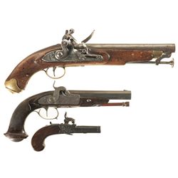 Three Antique Pistols -A) Tower Flintlock Pistol
