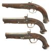 Image 2 : Three Percussion Pistols -A) Italian Conversion Pistol with Deep Relief Engraved Furniture